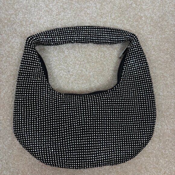 Jessica‎ McClintock Ada Crystal Hobo Bag Silver and Black New - Picture 7 of 9